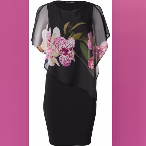 Floral Asymmetrical Overlay Sleeveless Dress - Picture 2 of 8